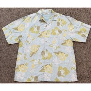 TOMMY BAHAMA Martini Glass XL Silk Shirt Hawaiian Drinks Margarita Pineapple